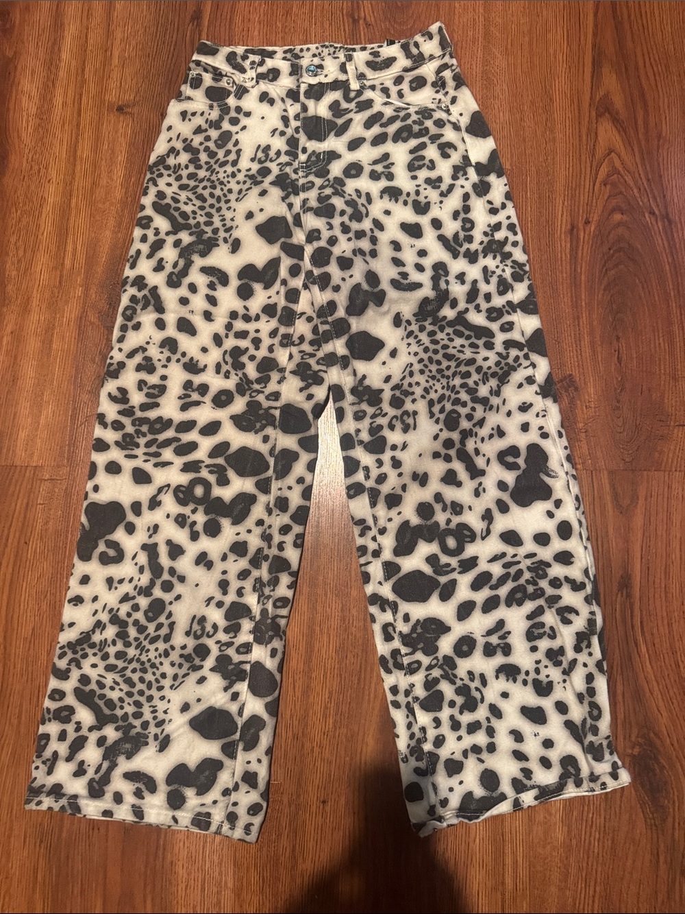 Missguided+ Black and White Leopard Print Straight Leg Jeans